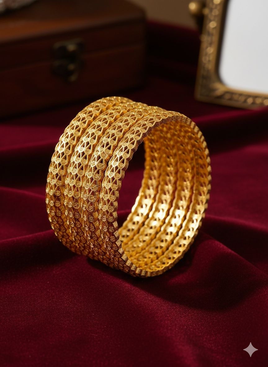 KD Enterprises Gold Plated Brass Bangles for Women Premium Designer Bangle Set