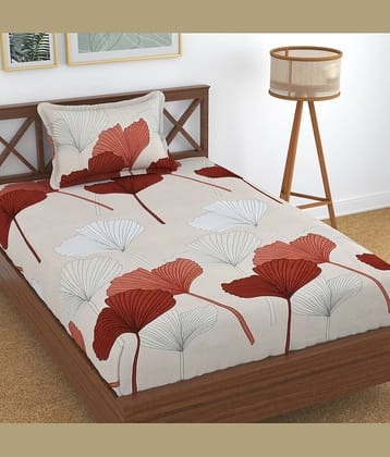 UrbanArts Microfiber 1 Single Bedsheet with 1 Pillow Cover ( Peach )
