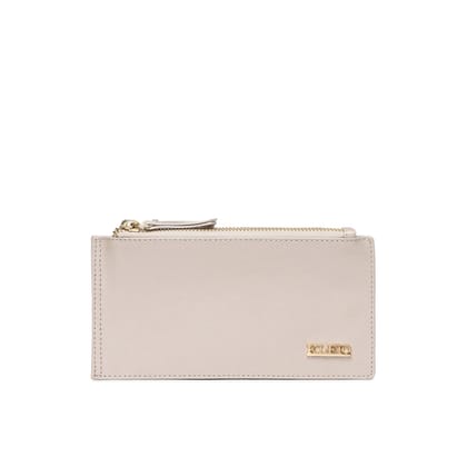 Dual Zip Vegan Wallet (M)-Cream
