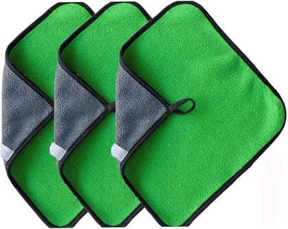 Auto Hub Heavy Microfiber Cloth for Car Cleaning and Detailing, Double Sided, Extra Thick Plush Microfiber Towel Lint-Free, 800 GSM (Size 40cm x 40cm)/Pack of 3, Color: Green Auto Hub Heavy Microfiber Cloth for Car Cleaning and Detailing, Double Sided, Extra Thick Plush Microfiber Towel Lint-Free, 800 GSM (Size 40cm x 40cm)/Pack of 3, Color: Green