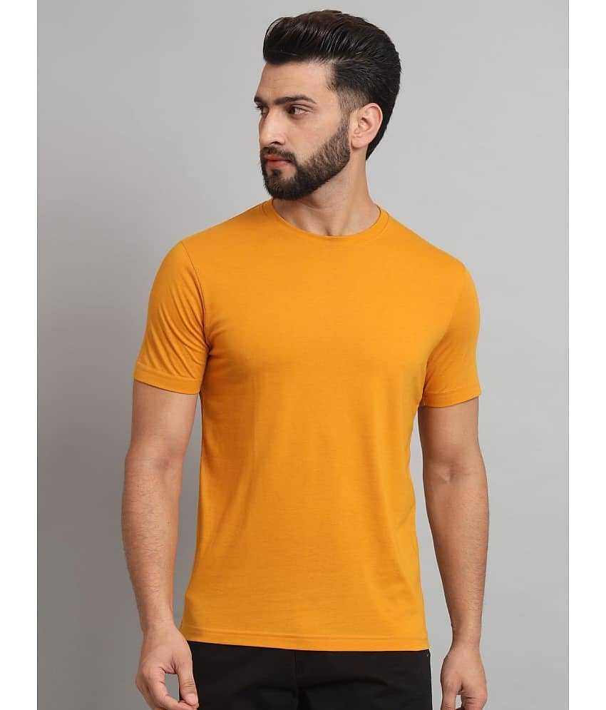 EMERALD APPAREL TRADING Pack of 1 Cotton Blend Regular Fit Men's T-Shirt ( Mustard )
