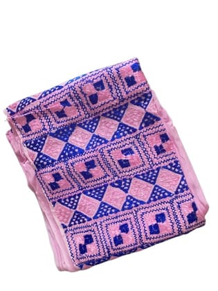 Handmade Phulkari Saree | Pink & Blue
