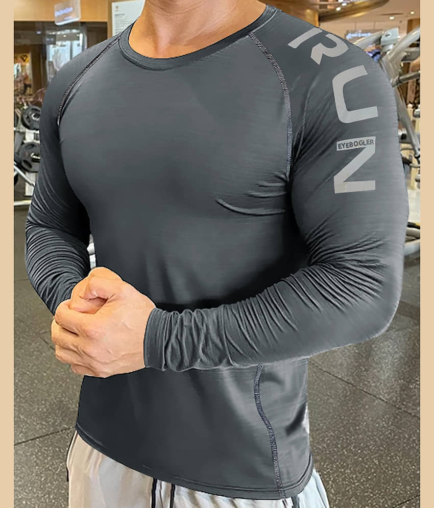 Eyebogler Pack of 1 Polyester Regular Fit Men's T-Shirt ( Grey )