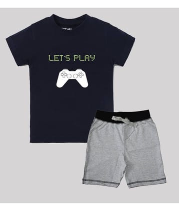ETCHED DESIGN Pack of 1 Boys Cotton T-Shirt & Shorts Set ( Multicolor )