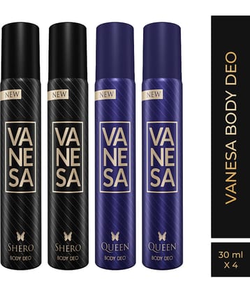 Vanesa Shero and&nbsp;Queen (30 ml x 4) Deodorant Spray for Women 120 ml ( Pack of 4 )
