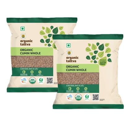 Organic Tattva Organic Cumin Seeds Whole - 100g x Pack of 2 Organic Tattva Organic Cumin Seeds Whole - 100g x Pack of 2