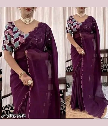 supalee Tex Georgette Solid Saree With Unstitched Blouse Piece ( Multicolor1 )