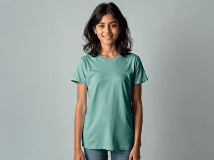 Taarak Mehta ka Ooltah Chashmah| Printed Regular Fit T-Shirts For Girls Aqua Green Color (AYE BAHUCHAK)