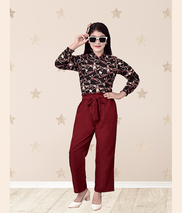 Arshia Fashions Pack of 1 Girls Cotton Blend Top With Pants ( Black )