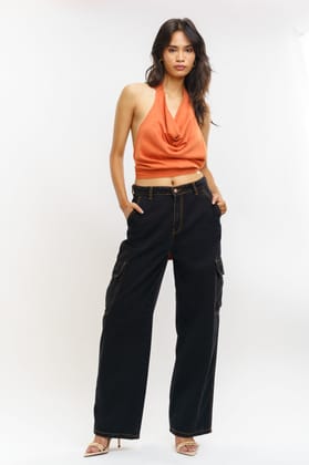 Denim Contrast Stitch Baggy Cargo 26