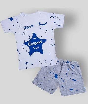 CATCUB Pack of 1 Boys Cotton Blend T-Shirt & Shorts Set ( White )