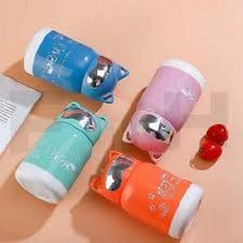 Lucky Cat Cup Glass Bottle for Home,School & Picnic