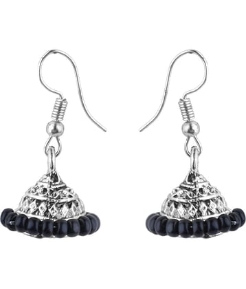 Silver Shine - Black Jhumki Earrings ( Pack of 1 )