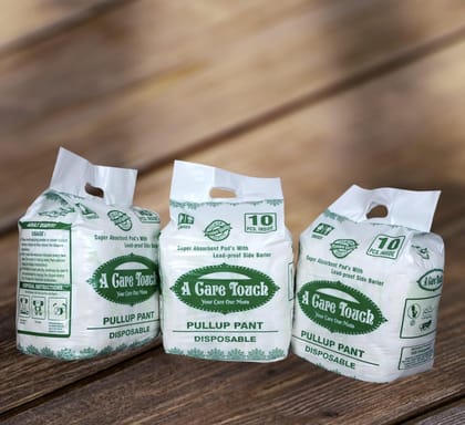 A Care Touch Extra Large (Xl-XXL) Pullup Pant 30 Pcs Size 104.15x152.50 CM 41-60" Amazon Regd. Brand Extra Absorbent Core High and soft Protection Anti-Bacterial Leakproof Odour Control Unisex Wetness Indicator Combo Pack of 3