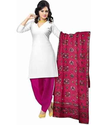 Apratim Pink Cotton Hand Embroidered Dupatta