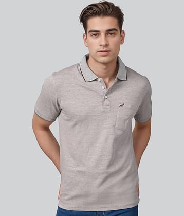 Lux Nitro Pack of 1 Cotton Regular Fit Self Design Half Sleeves Men's Polo T Shirt ( Grey )