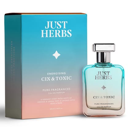 Just Herbs Energising Cin & Tonic EDP Perfume for Men, Long Lasting Up to 8 Hours Pure Fragrance Eau Da Parfum Body Spray - 50 ml Just Herbs Energising Cin & Tonic EDP Perfume for Men, Long Lasting Up to 8 Hours Pure Fragrance Eau Da Parfum Body Spray - 