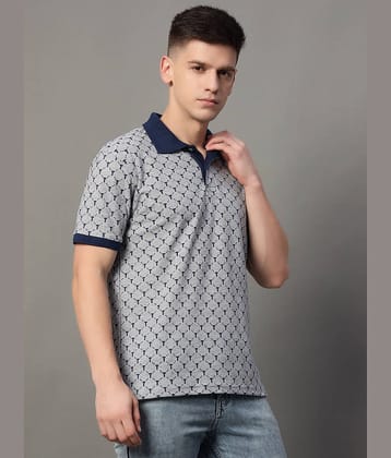 GET GOLF Pack of 1 Cotton Blend Regular Fit Printed Half Sleeves Men's Polo T Shirt ( Grey )