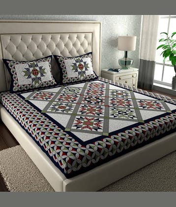 ABHACLOTHO Cotton 1 Double Bedsheet with 2 Pillow Covers ( Multicolor )