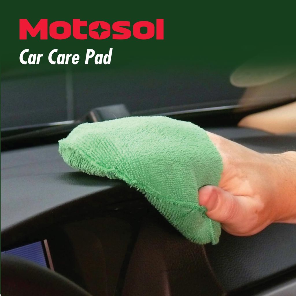 Motosol Car Care Pad (Green,340GSM) | Ultra-Soft Reusable Applicator Pads with Finger Loop for Car, Bike, Glass, Multi-Surface Cleaning | Ultra-Soft Car Pads for Polishing | Reusable Sponge Foam Pad