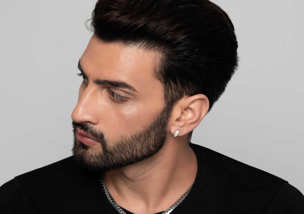 Two Line Boxed Hoop Earring For Men (1 Pc Only)