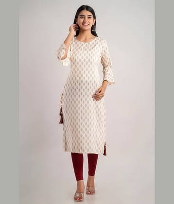 MAUKA - Cream Rayon Women's Straight Kurti ( Pack of 1 )