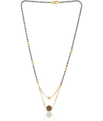 KRIMO gold plated black bead short mangalsutra for women  -10029