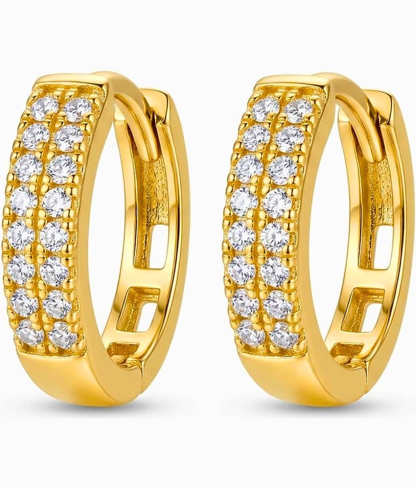 Gold Tone CZ Studded Hoop Earrings for Women | Fashion Huggie Jewelry