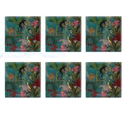 India Circus Animal Kingdom Mdf Table Coaster Set Of 6