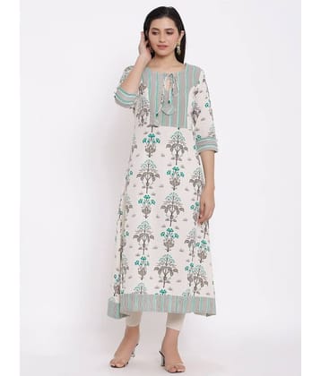 SAART BUNAAI - Multicolor Cotton Women's Asymmetrical Kurti ( Pack of 1 )