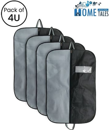 Coat Cover|Foldable Blazer Cover|Suit Cover With Zipper Closure,Black & Grey ( Pack of 4)