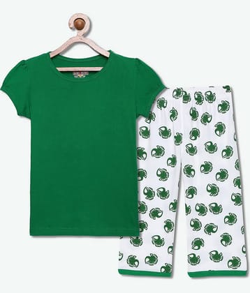 Sini Mini Pack of 1 Girls Cotton Top With Capris ( Green )