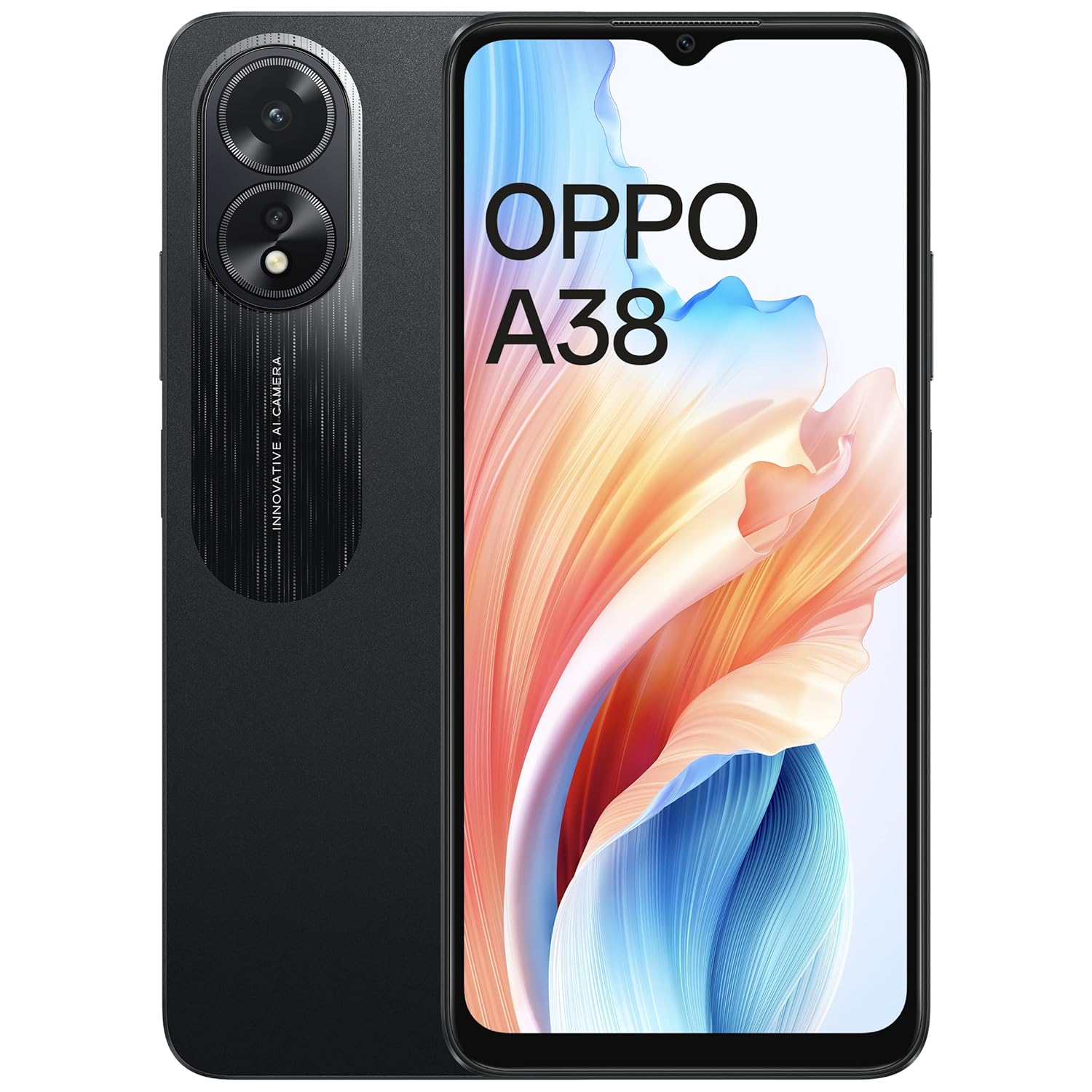 Oppo A38 (Glowing Black, 4GB RAM, 128GB Storage) | 5000 mAh Battery and 33W SUPERVOOC | 6.56" HD 90Hz Waterdrop Display | 50MP Rear AI Camera