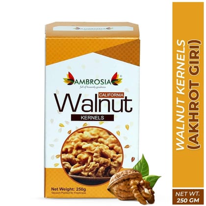 Ambrosia California Walnut Kernels 250g | Extra Light Halves (Pack of 1)