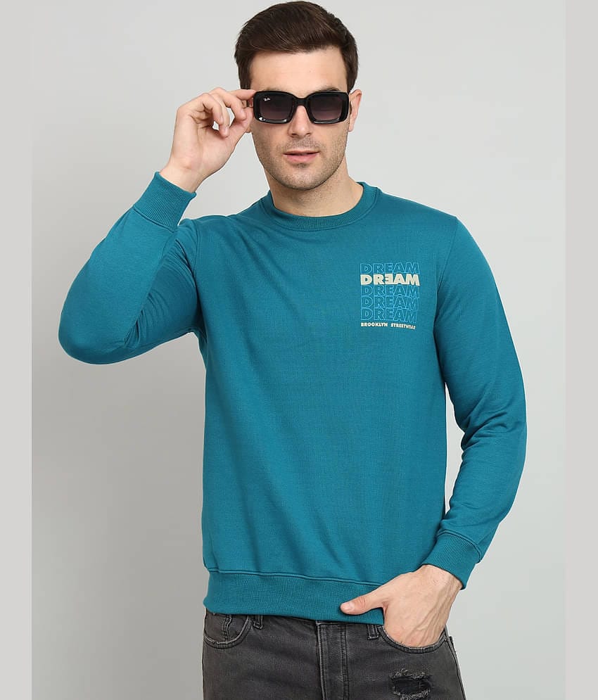 OGEN Cotton Blend Round Neck Men's Sweatshirt - Teal ( Pack of 1 )