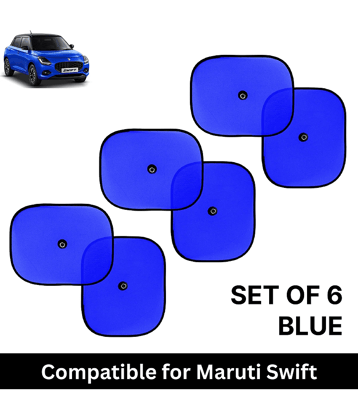 Car Sun Shade for Side Windows (Blue, Set of 6) with vaccum Suction Cups for Maruti Swift