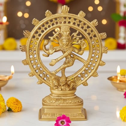 Brass Showpiece Nataraja, Natraja God Idol Statue, Height : 8 Inch (BSMAS1069 C)