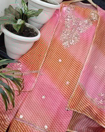 Pankhudi Gota Patti Kota Cotton Silk Blush Pink Suit