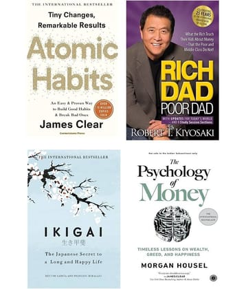 4 Books Combo ( Atomic Habits & Rich Dad Poor Dad & ikigai Japaness & The Psychology Of Money ) English