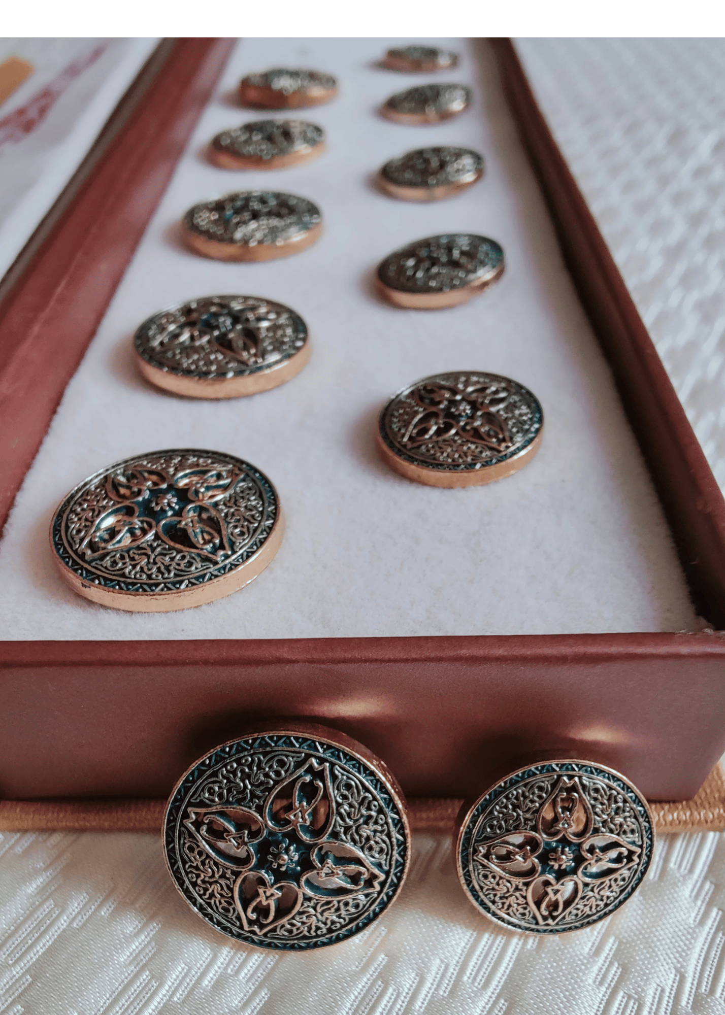 Green Cut Design Engraved Sherwani Suit Metal Buttons