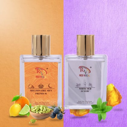 Red Vocal Millionaire Men Premium (Men) with White Oud Luxury (Unisex) 100ml Perfume Spray Combo – 2 x 100ml