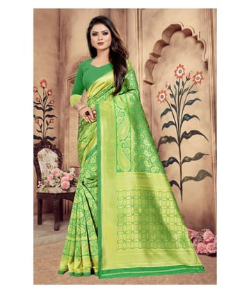 Gazal Fashions Green Banarasi Silk Saree
