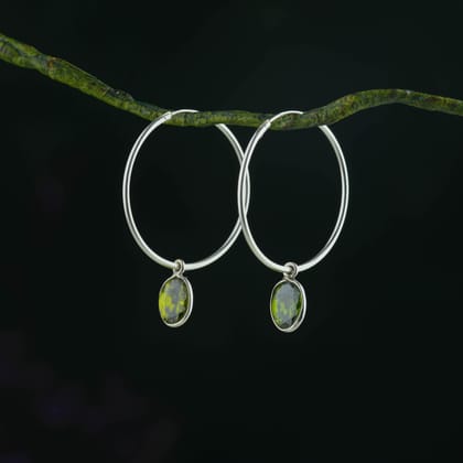 Peridot Drops In Silver Hoops