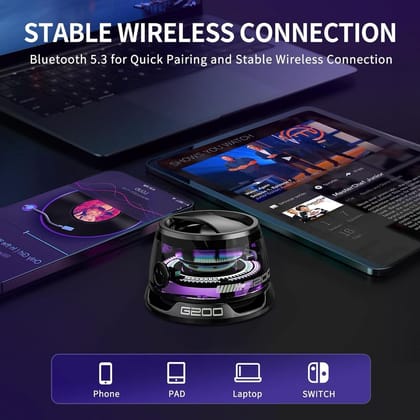 G200 Magnetic Bluetooth Speaker | Magnetic Bluetooth Speaker with MagSafe Mobile Stand, HD Sound, Upto 4 Hours Playtime, 40mm Driver, RGB LED Lights, Bluetooth 5.3V, Transparent Speaker, Type C Charging