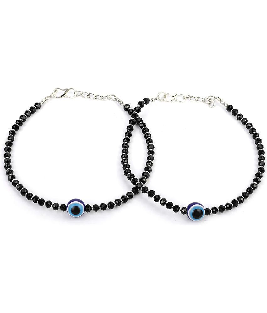 PUJVI - Black Anklets ( Pack of 1 )