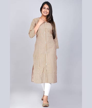 New Designer Kurti Pack of 1 Cotton Printed A-line Women's Kurti - ( Brown )