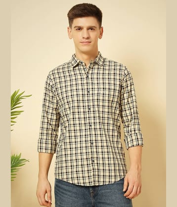 ENSPYR 100% Cotton Regular Fit Checks Full Sleeves Men's Casual Shirt - Beige ( Pack of 1 )