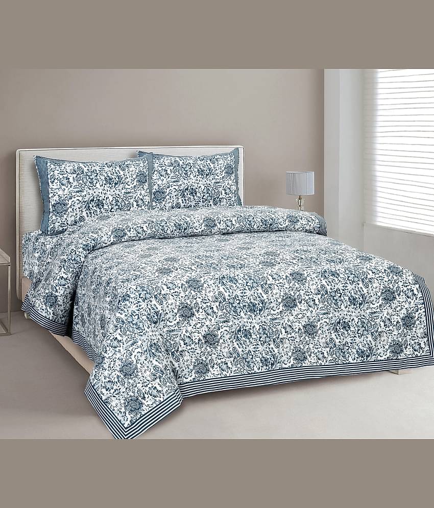 CLOTHORO Cotton 1 Double King Bedsheet with 2 Pillow Covers ( Multicolor )