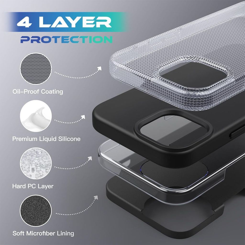 LIRAMARK Liquid Silicone Soft Back Cover Case for iPhone 15 Pro (6.1 inch)