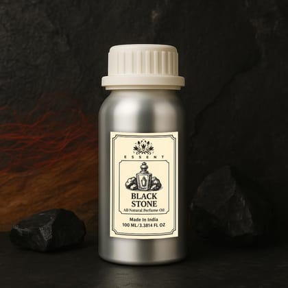 Essent Black Stone Unisex Roll-On Attar  3.38 fl. oz. (100 ml) | Long-Lasting Natural Fragrance | Alcohol-Free Perfume Oil